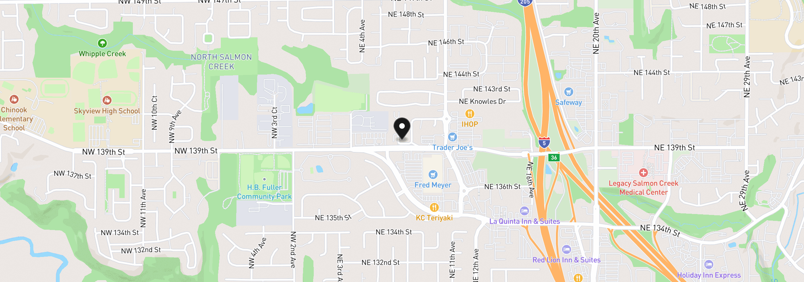 Map showing the location of 13909 NE 7th Ct, Vancouver, Wa 98685