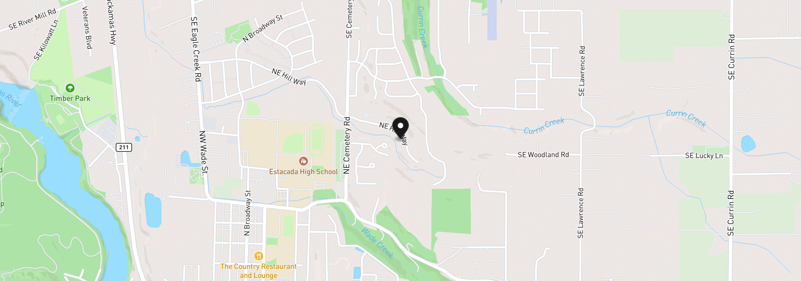 Map showing the location of 1120 NE Hill Way, Estacada, OR 97023