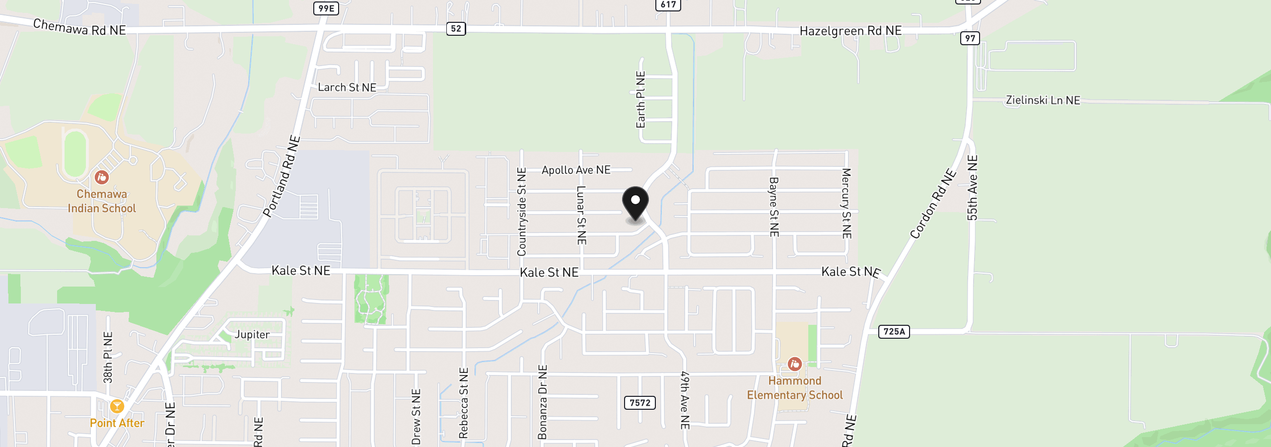 Map showing the location of 4889 Navigation Ave NE, Salem, OR 97305