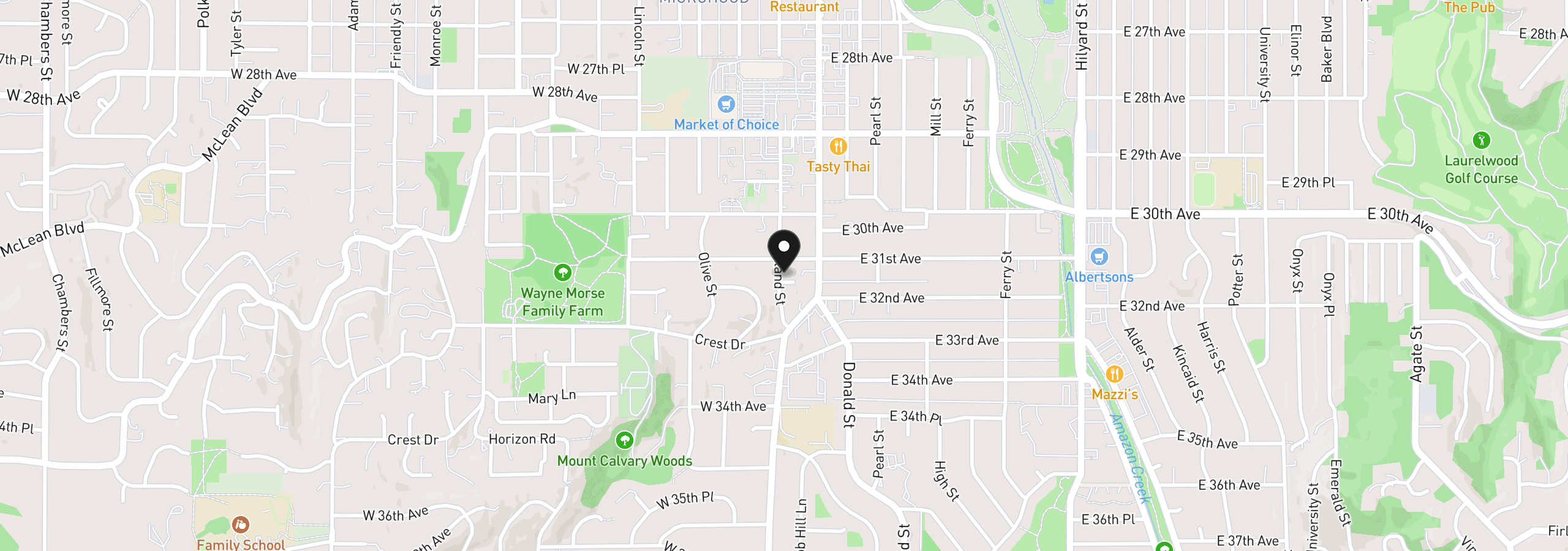 Map showing the location of 3125 Portland St, Eugene, OR 97405