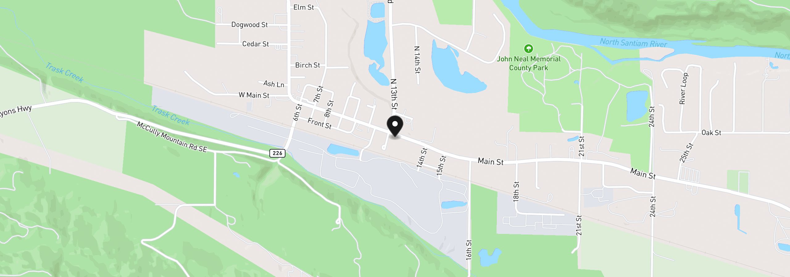 Map showing the location of 1312 Main St, Lyons, OR 97358