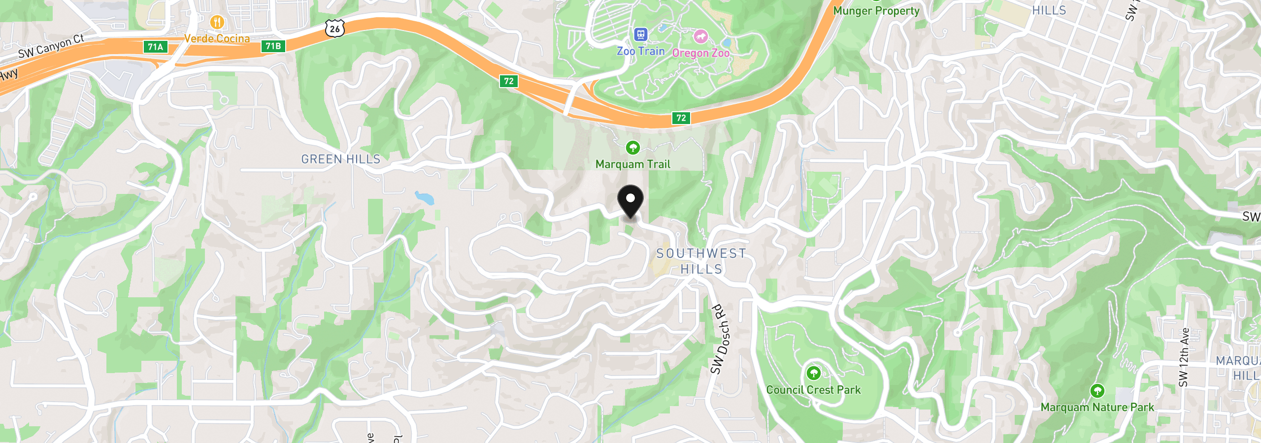 Map showing the location of 3800 SW Humphrey Blvd, Portland, OR 97221