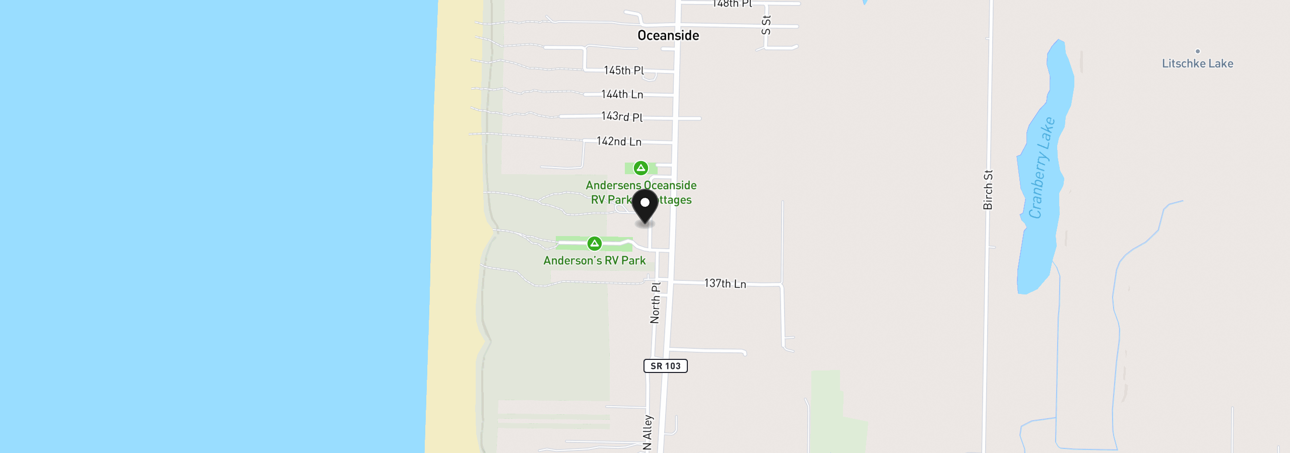 Map showing the location of 13907 N St, Long Beach, Wa 98631