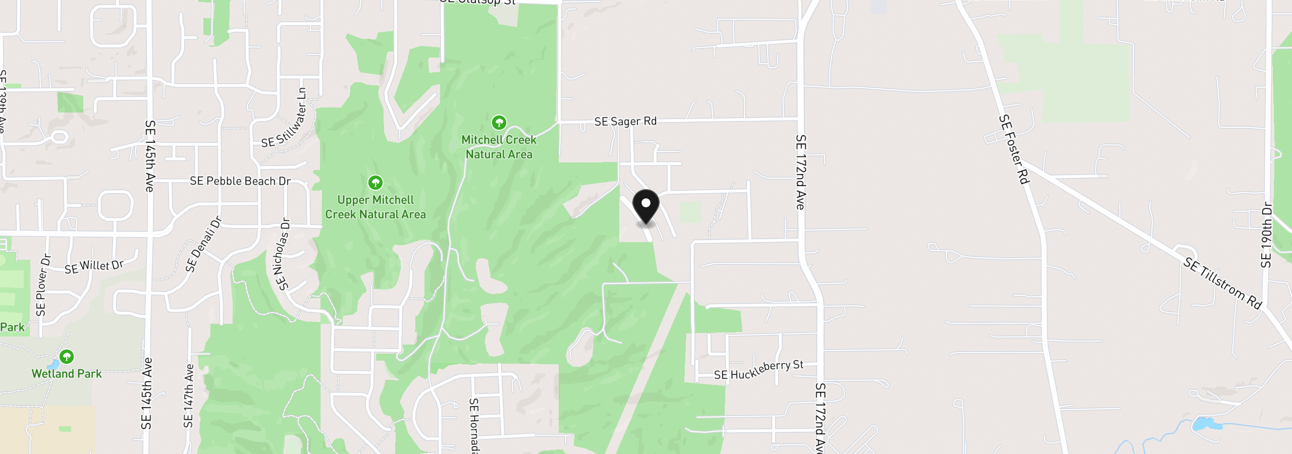 Map showing the location of 9456 SE 162nd Ave, Happy Valley, OR 97086