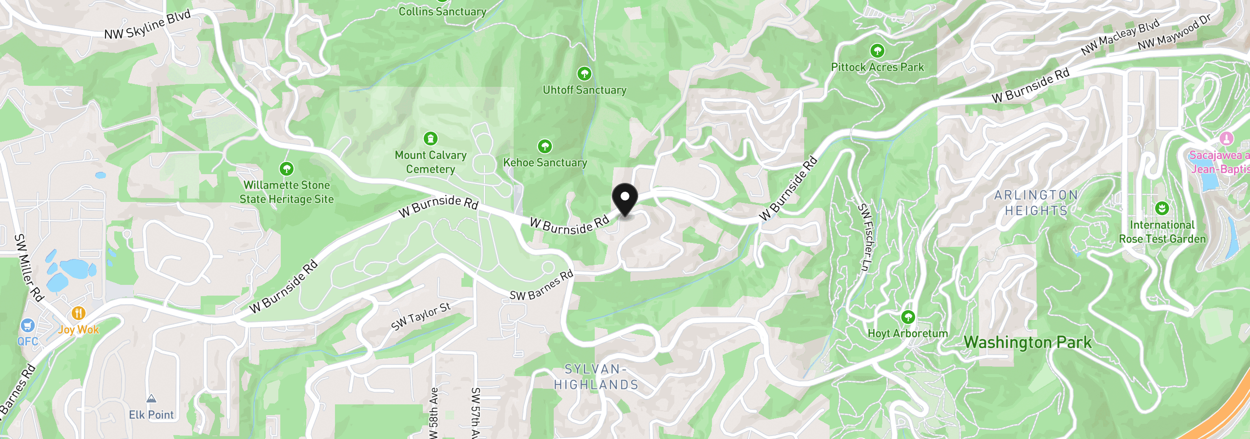 Map showing the location of 4915 SW Barnes Rd, Portland, OR 97221