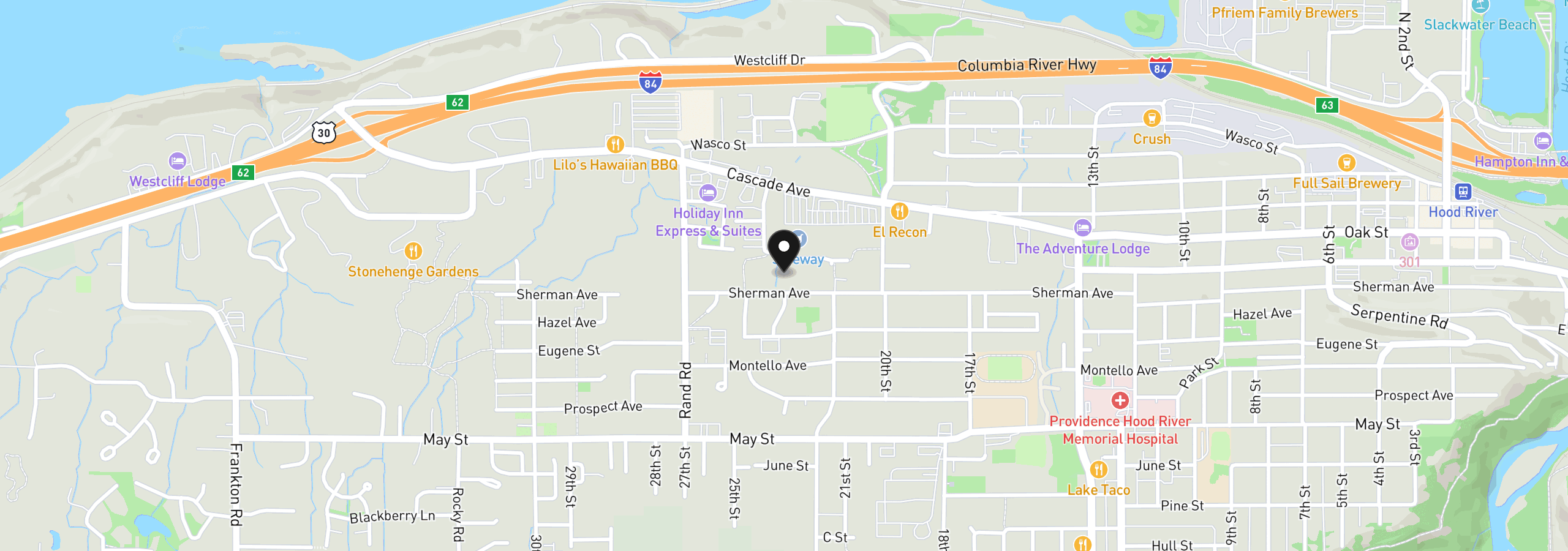 Map showing the location of 2260 Sherman Ave, Hood River, OR 97031