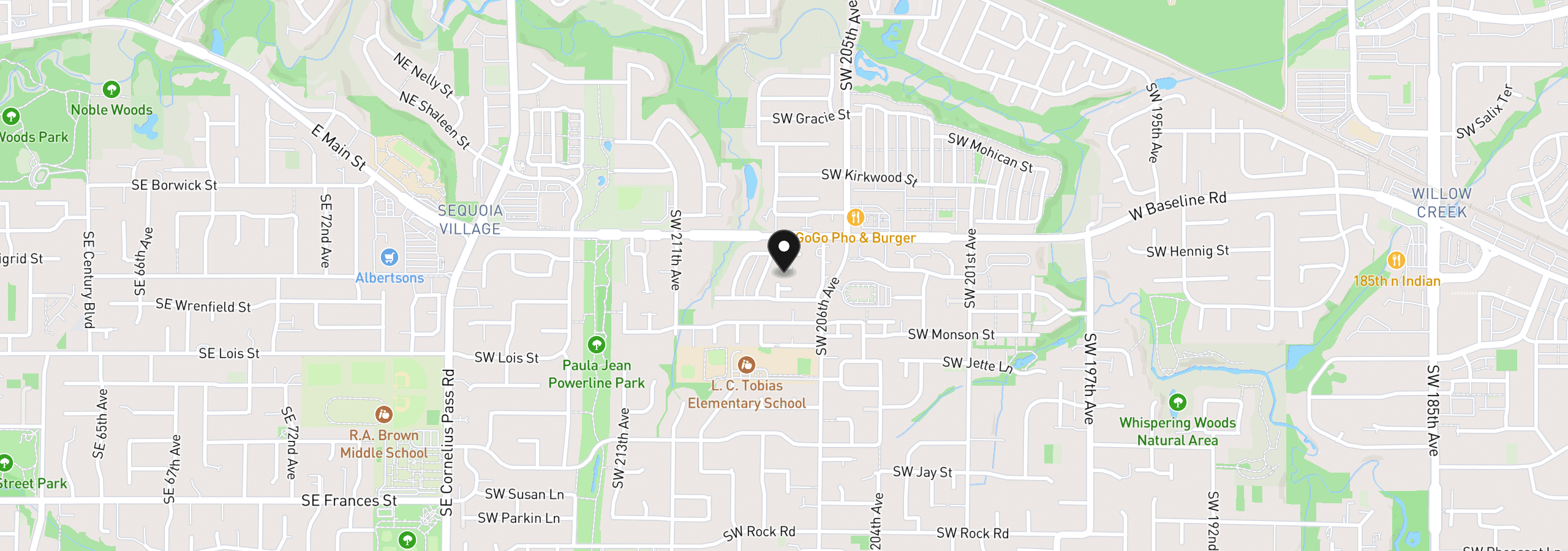 Map showing the location of 755 SW 207th Pl, Beaverton, OR 97003