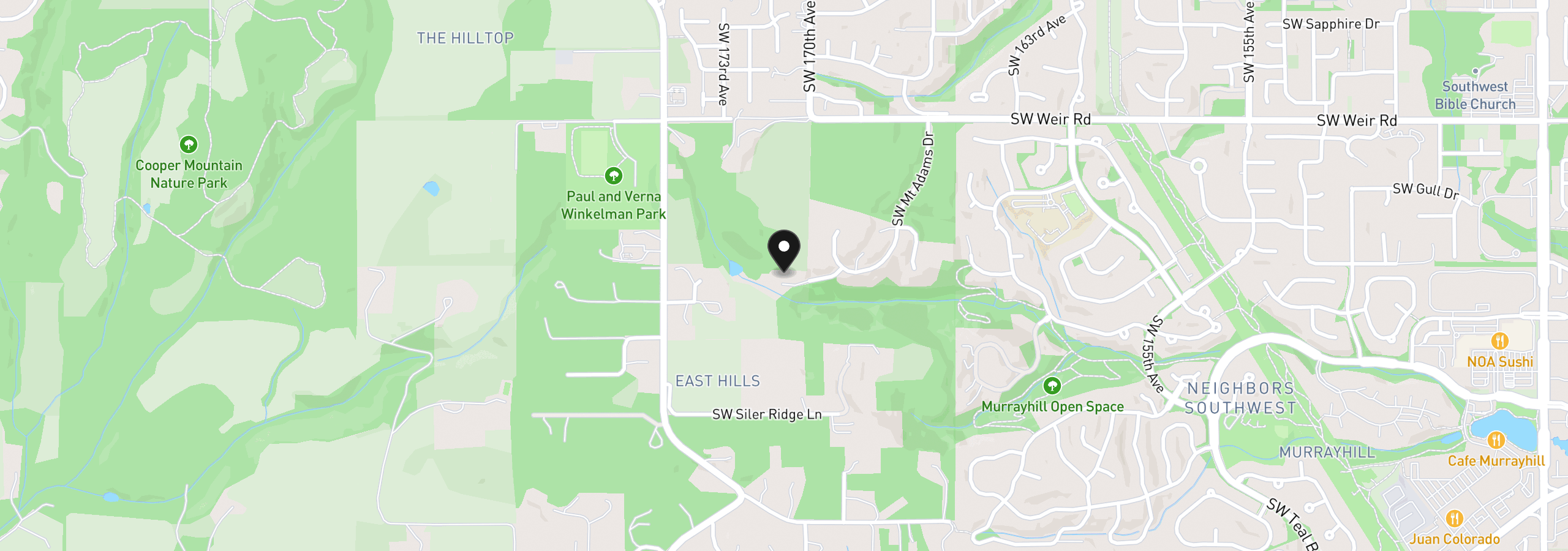 Map showing the location of 17071 SW Mount Hood Dr, Beaverton, OR 97007