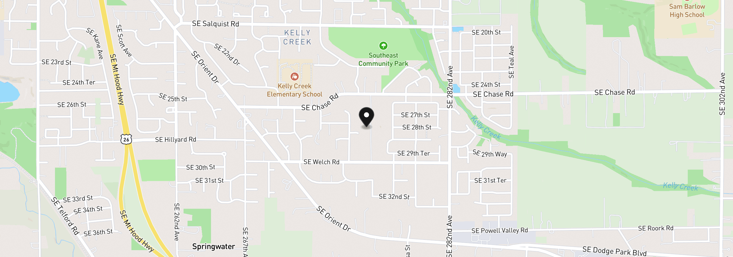 Map showing the location of 5321 SE Welch Rd, Gresham, OR 97080