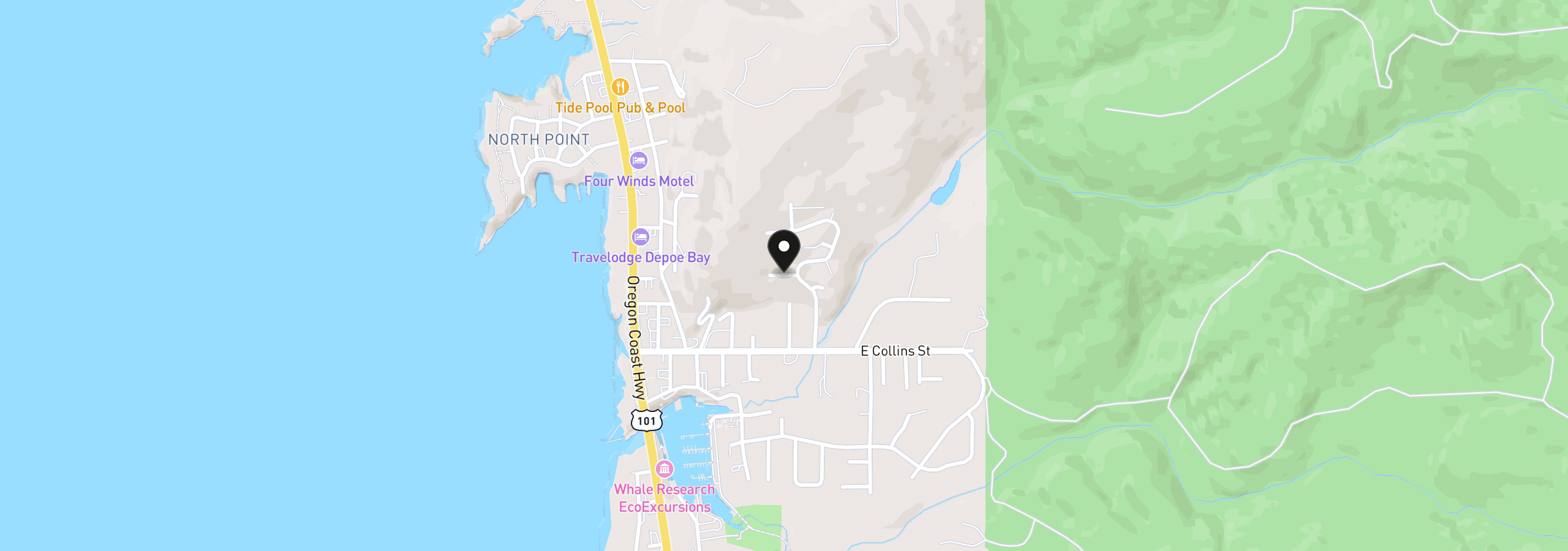 Map showing the location of 8900 Harbor View Pl, Depoe Bay, OR 97341