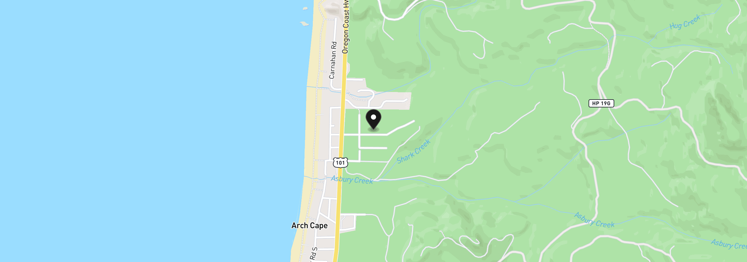 Map showing the location of 32105 Hemlock Ln, Arch Cape, OR 97102