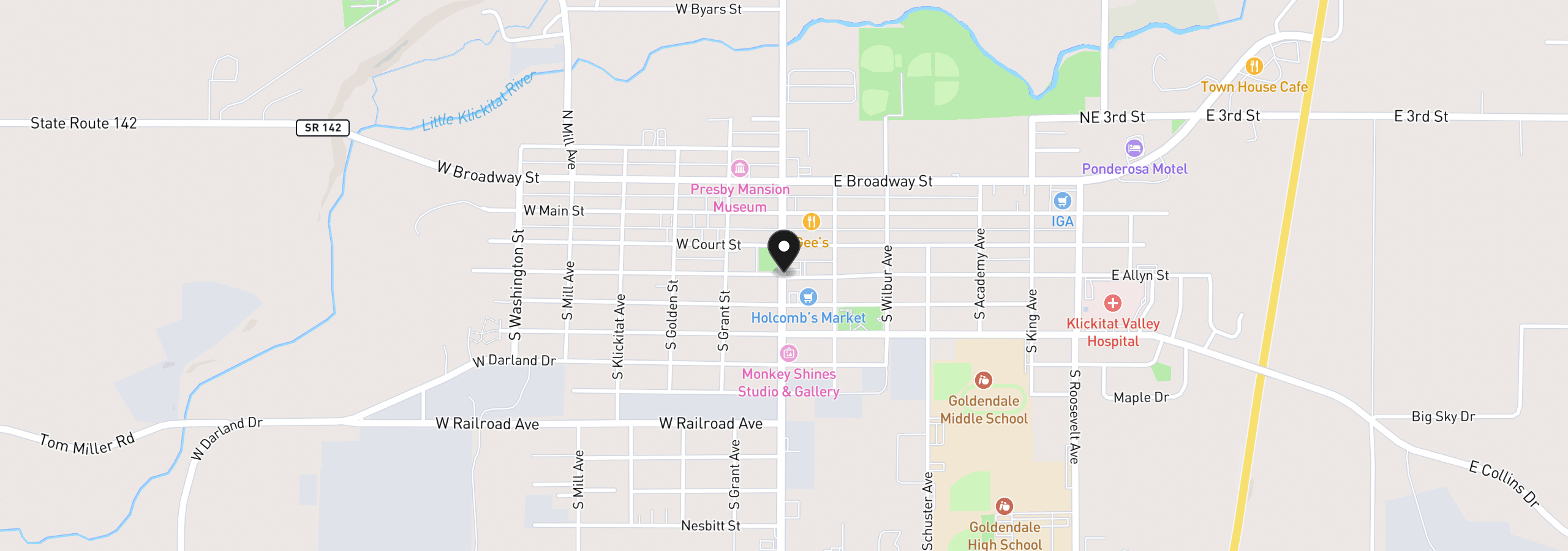 Map showing the location of Situs Unknown, Goldendale, Wa 98620