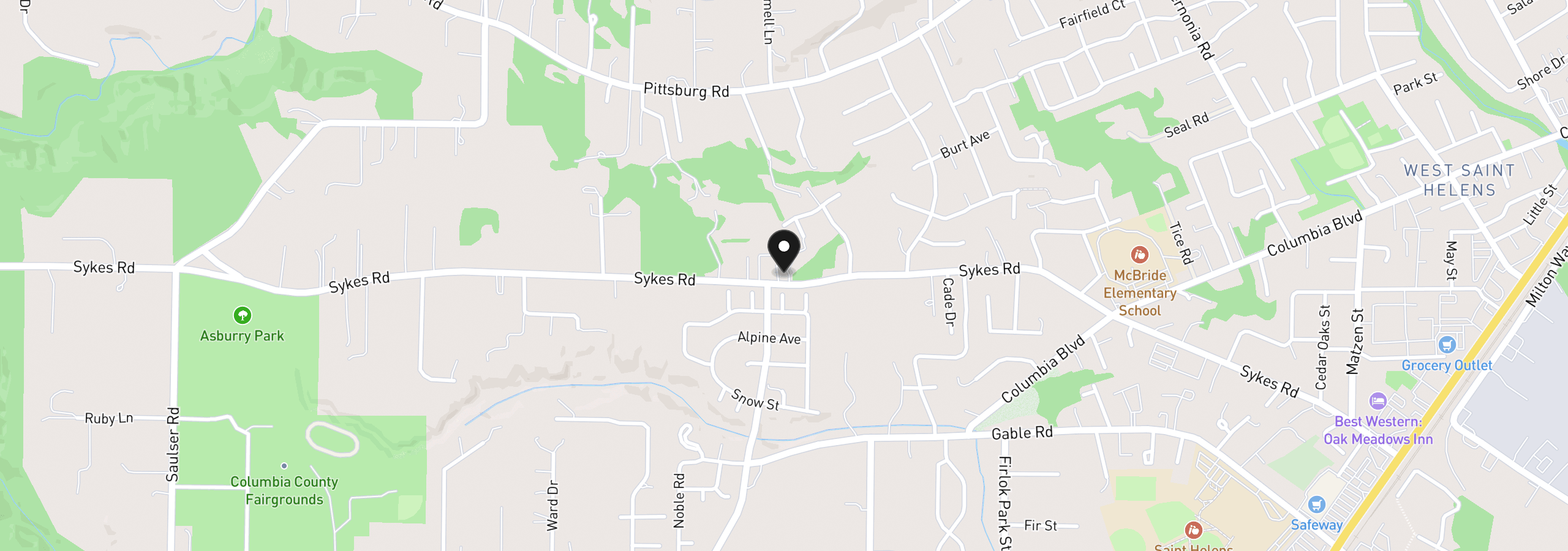 Map showing the location of 59255 Lucy Ln, St. Helens, OR 97051