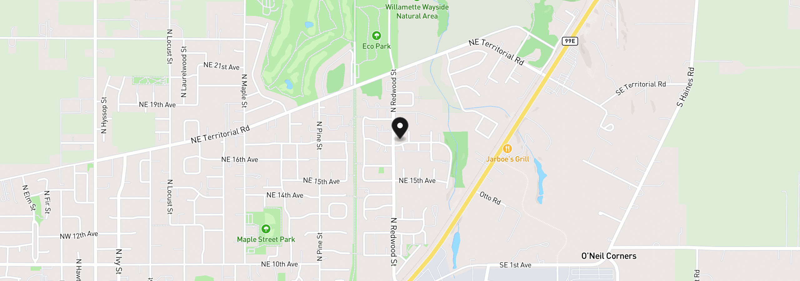 Map showing the location of 1524 NE 17th Ave, Canby, OR 97013