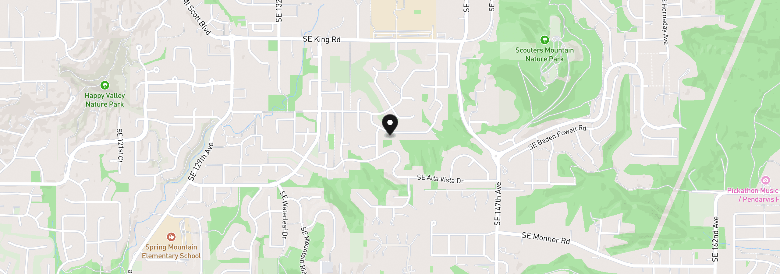 Map showing the location of 11073 SE Rimrock Dr, Happy Valley, OR 97086
