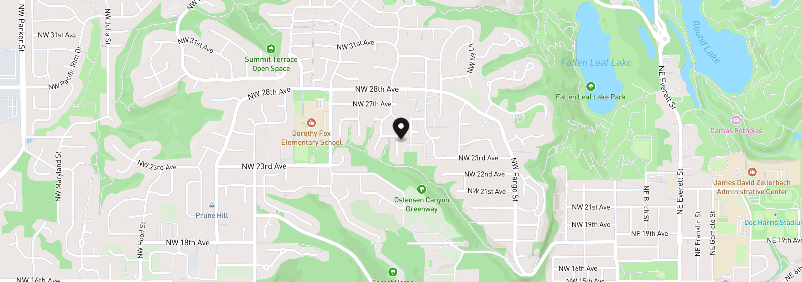 Map showing the location of 2448 NW Norwood St, Camas, Wa 98607