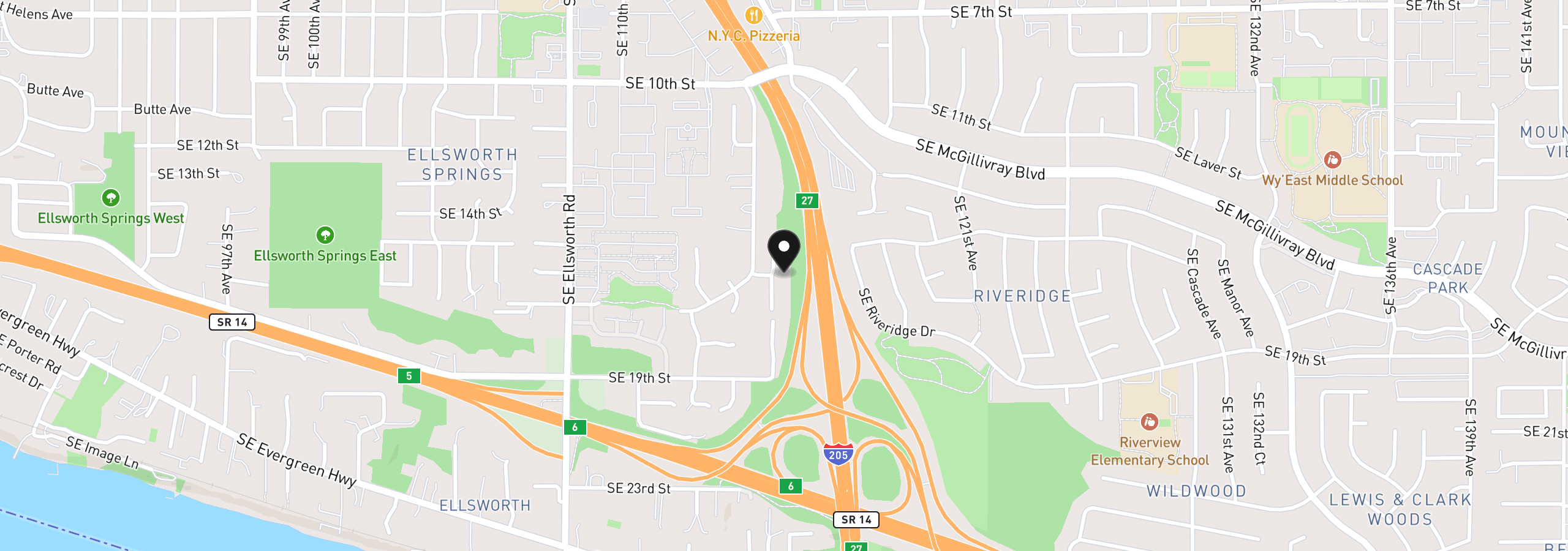 Map showing the location of 11500 SE 16th Cir, Vancouver, Wa 98664