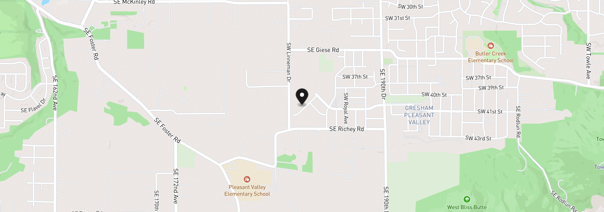 Map showing the location of 4087 SW 42nd St, Gresham, OR 97080