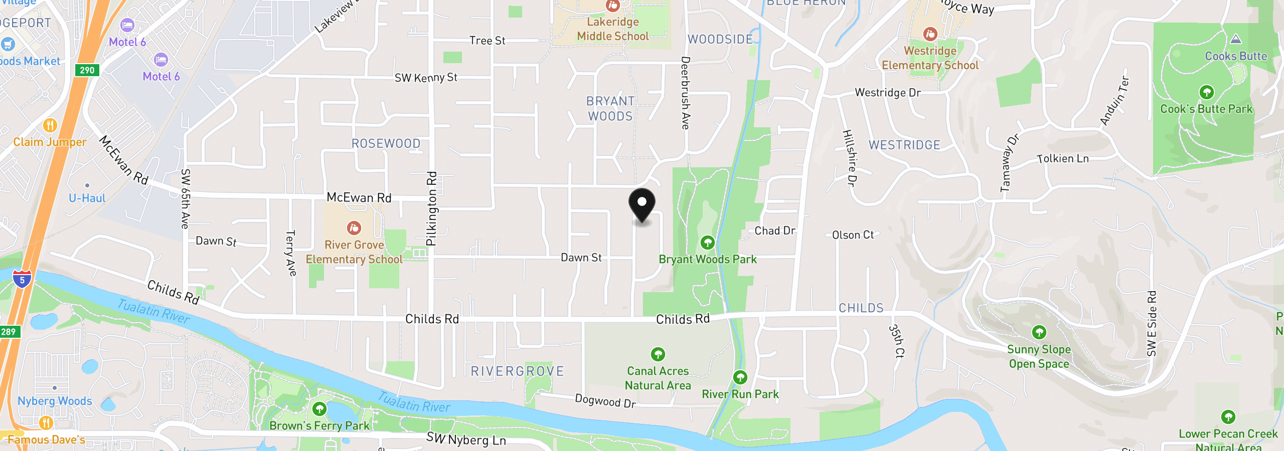 Map showing the location of 18892 Indian Springs Rd, Lake Oswego, OR 97035