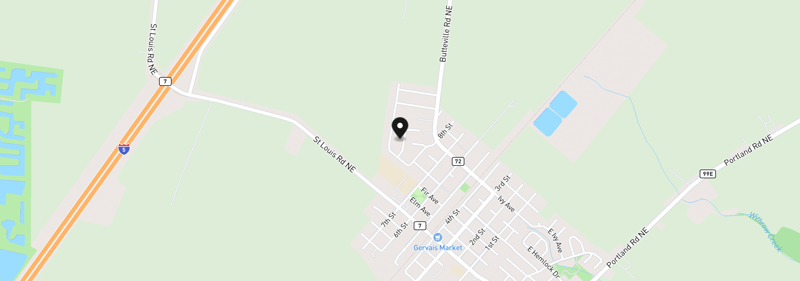 Map showing the location of 745 Kalmia Ave, Gervais, OR 97026
