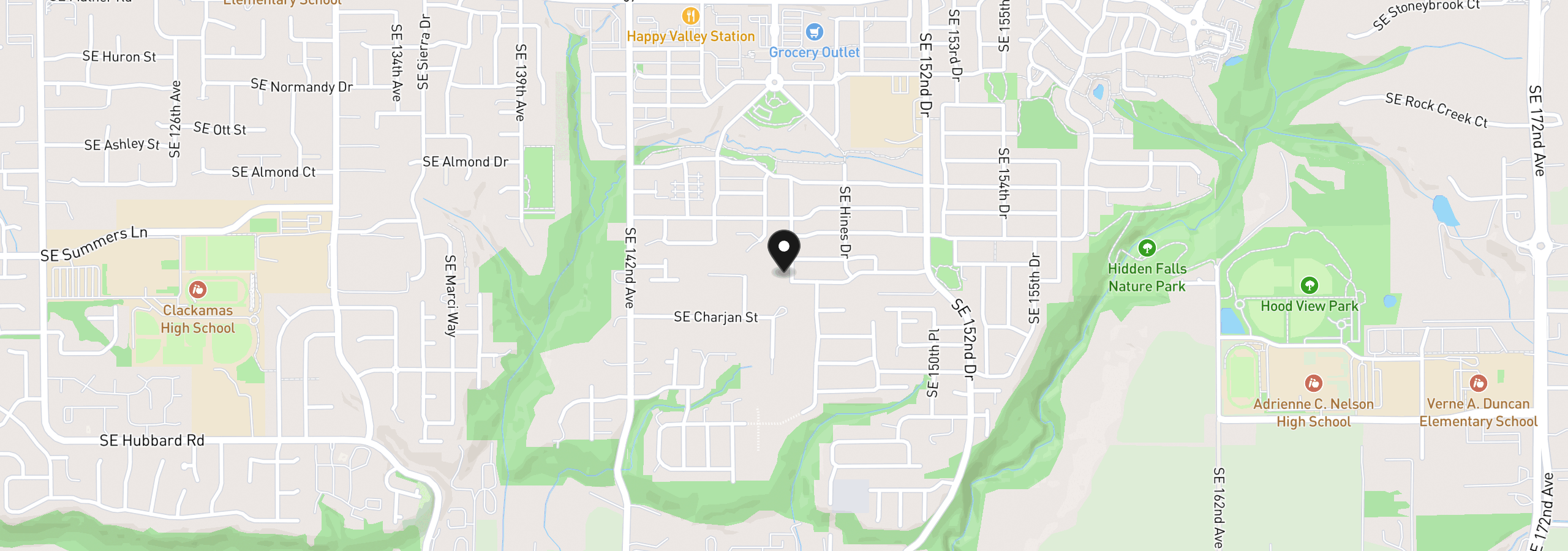 Map showing the location of 14441 SE Frontier Ave, Clackamas, OR 97015