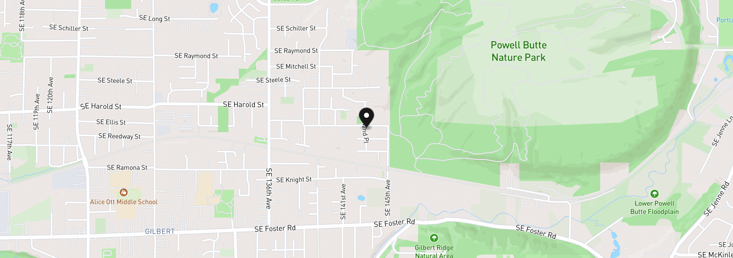Map showing the location of 14220 SE Ellis St, Portland, OR 97236