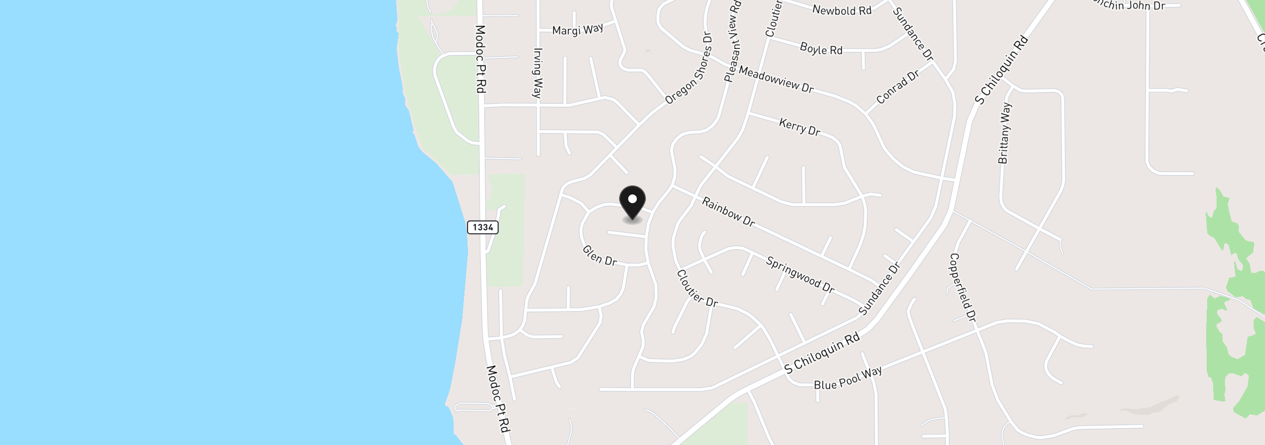 Map showing the location of Glen Dr, Chiloquin, OR 97624