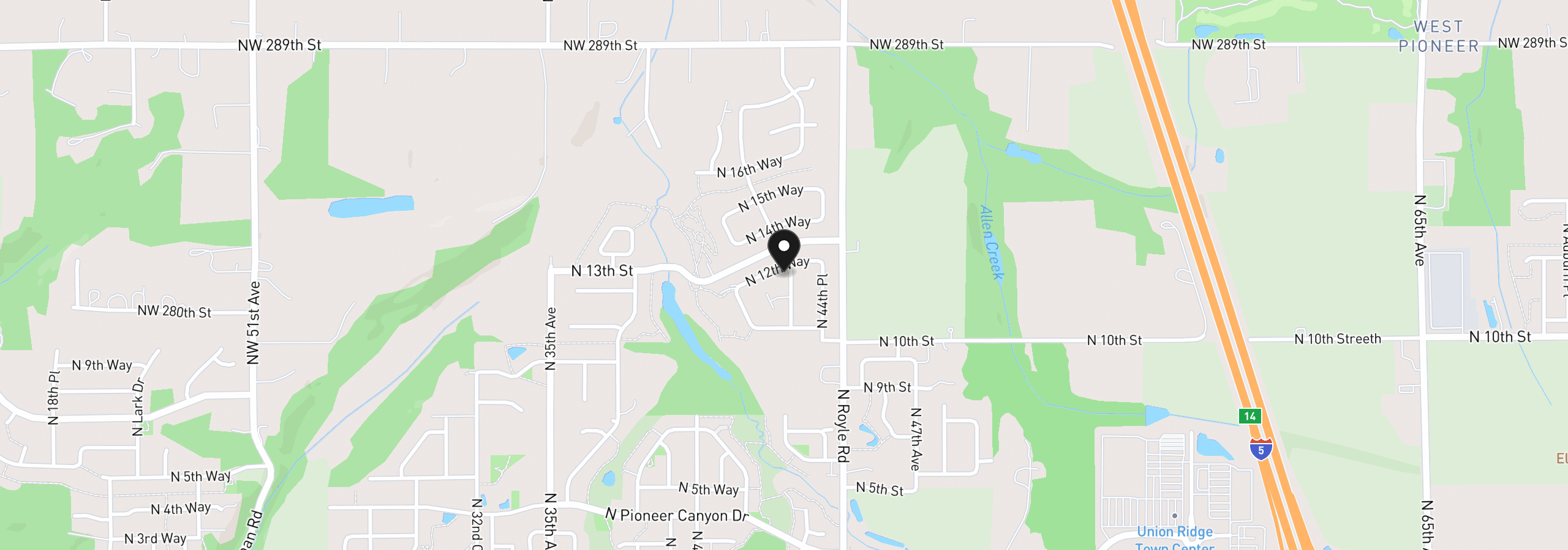Map showing the location of 4225 N 12th Way, Ridgefield, Wa 98642