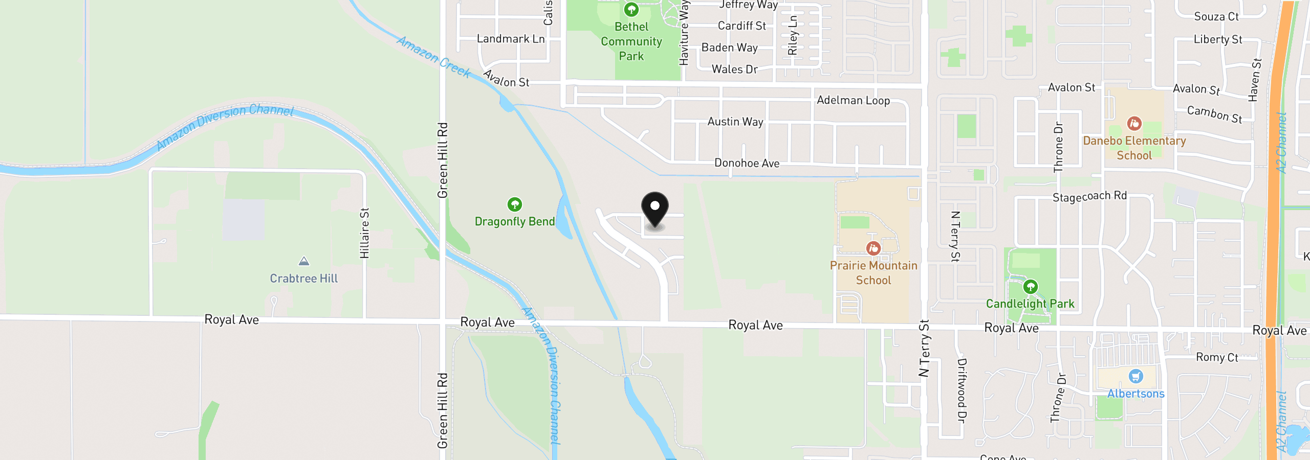 Map showing the location of 5775 Durst St, Eugene, OR 97402