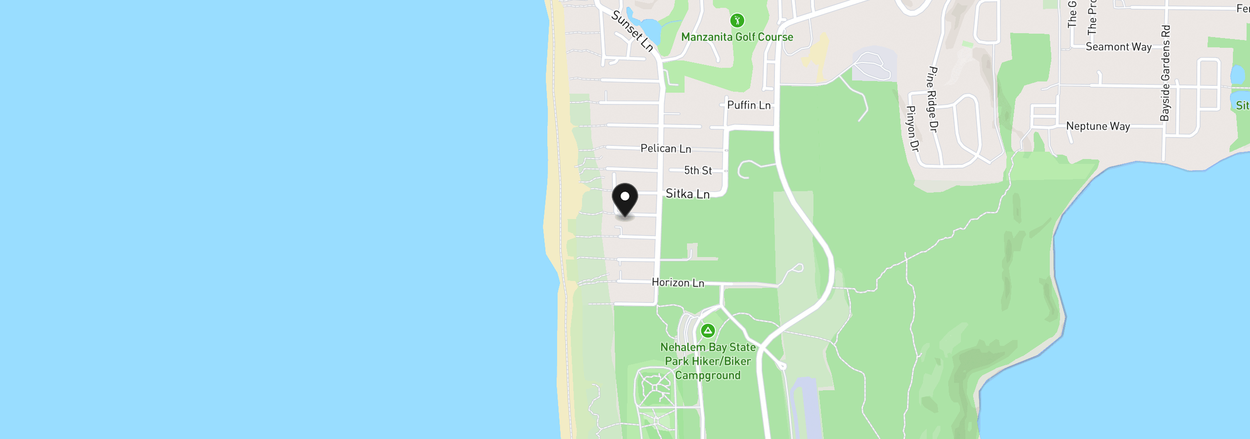 Map showing the location of 8875 Ocean Crest Ln, Manzanita, OR 97130