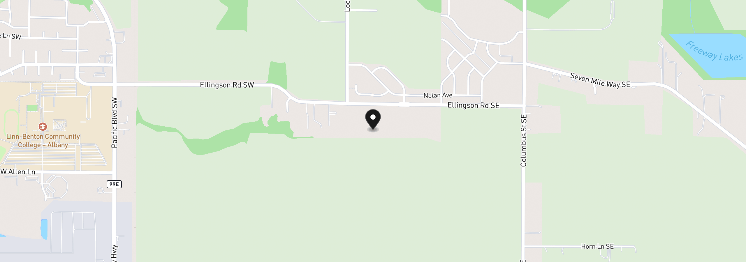 Map showing the location of 880 Windrow Ave SE, Albany, OR 97322