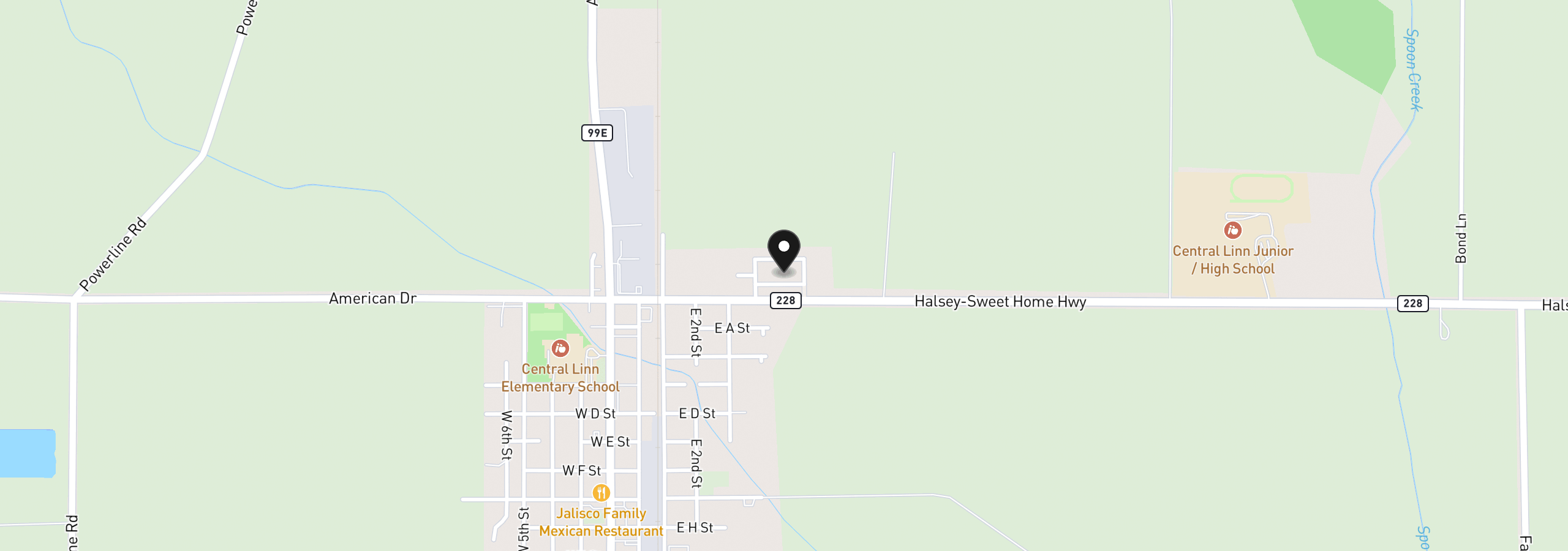 Map showing the location of 610 Royal Tern Ave, Halsey, OR 97348