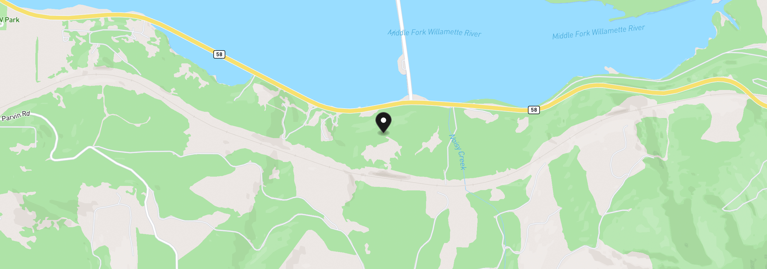 Map showing the location of 0 Hwy 58 B, Lowell, OR 97452