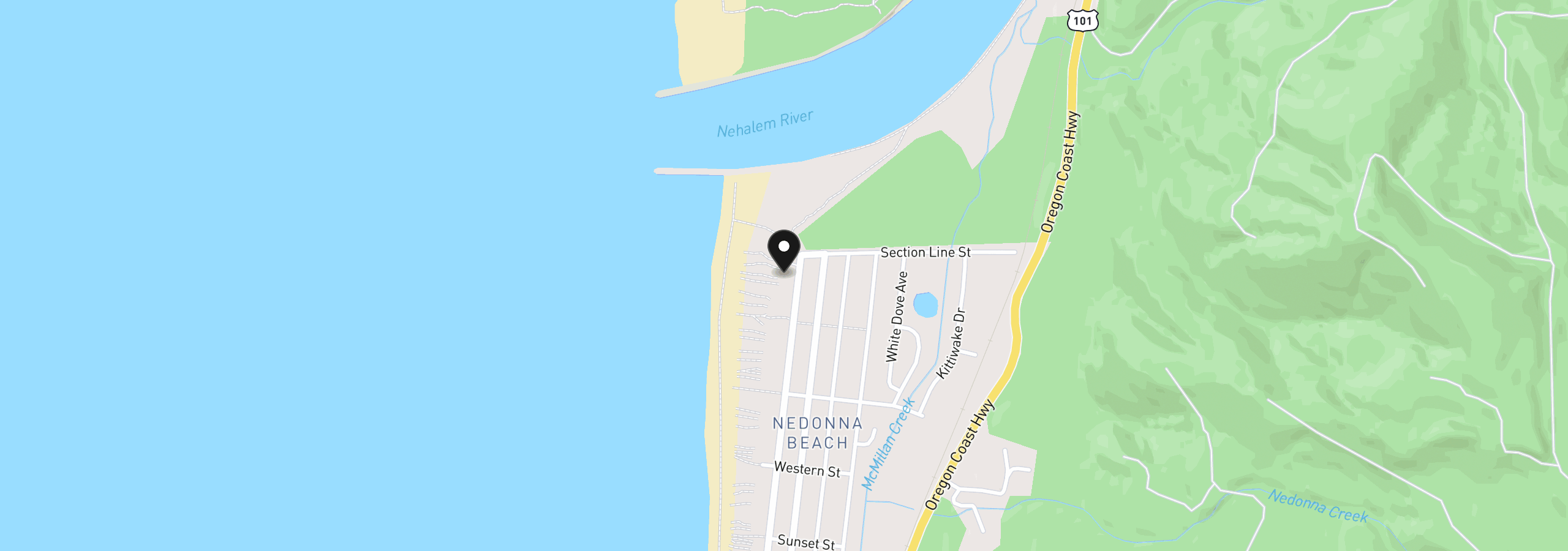 Map showing the location of 26680 Beach Dr, Rockaway Beach, OR 97136