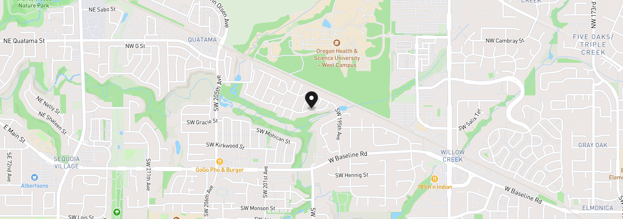 Map showing the location of 100 SW 195th Ave 184, Beaverton, OR 97006