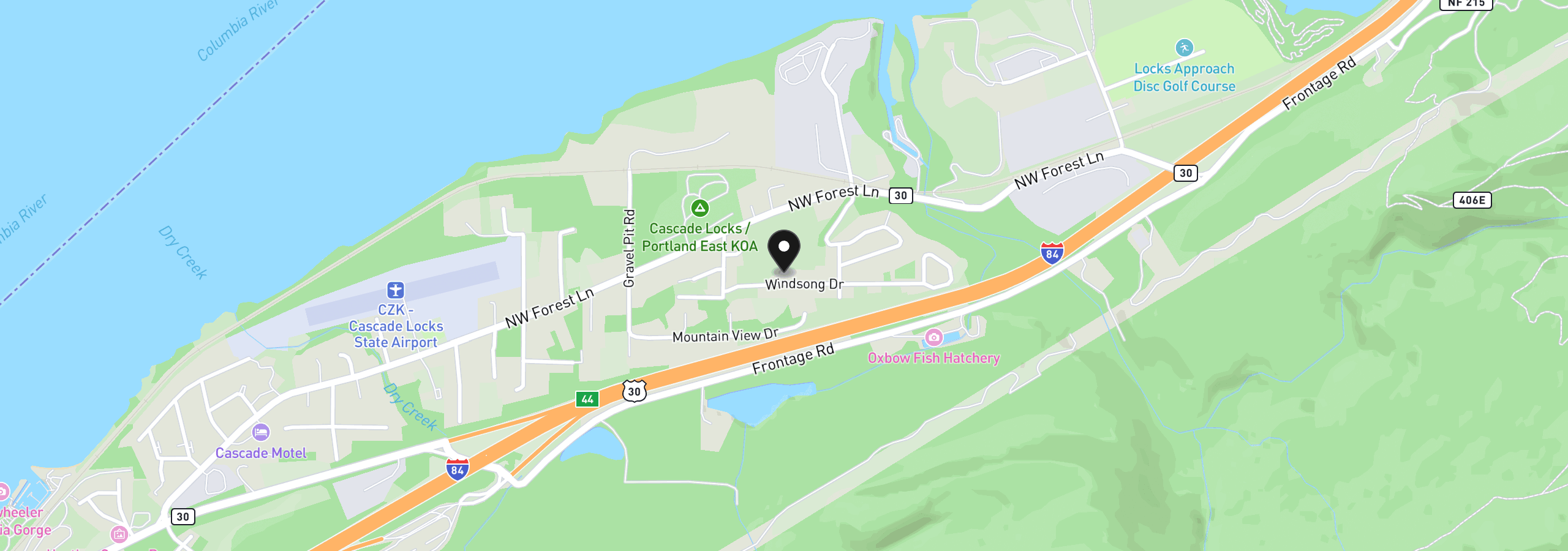 Map showing the location of 959 SE Windsong Dr, Cascade Locks, OR 97014