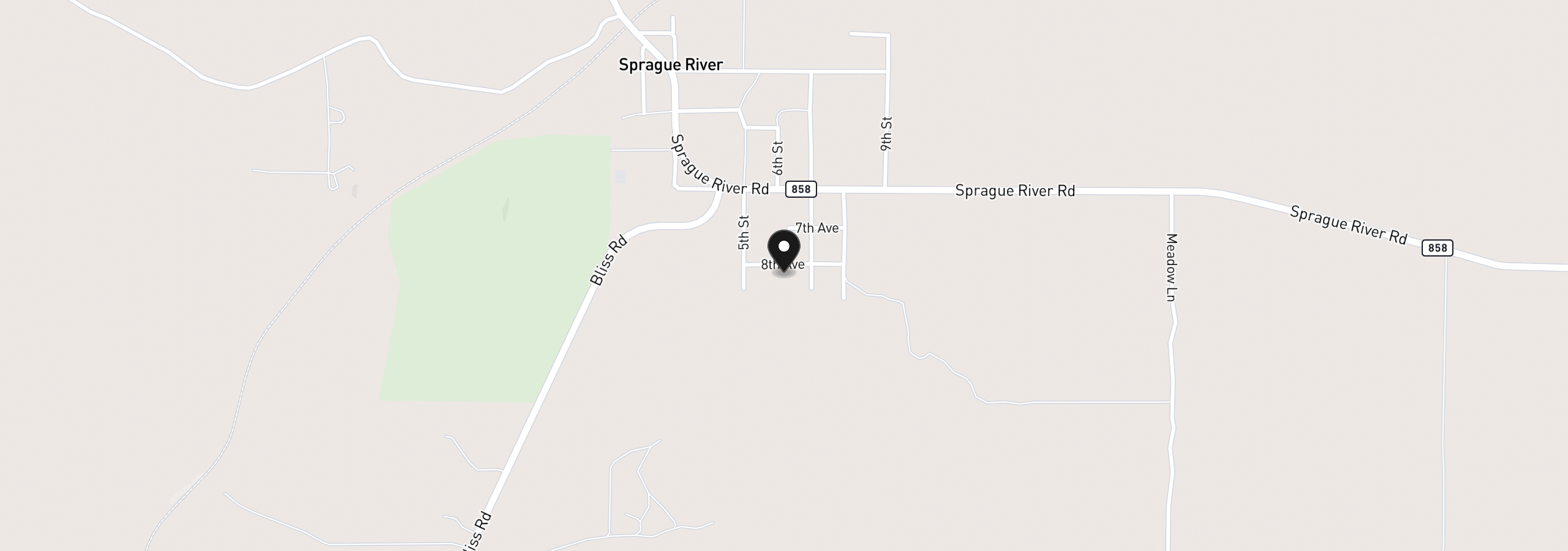 Map showing the location of 8Th Ave Tl 1400, Sprague River, OR 97639