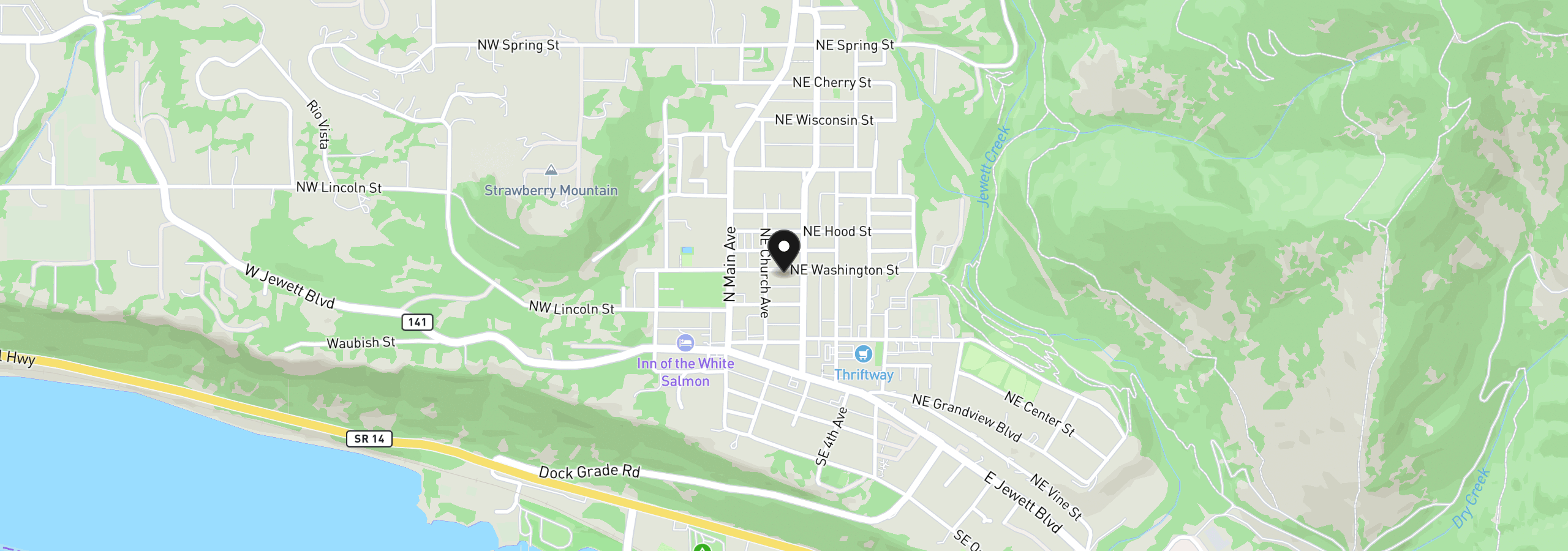 Map showing the location of 247 NE Washington St, White Salmon, Wa 98672