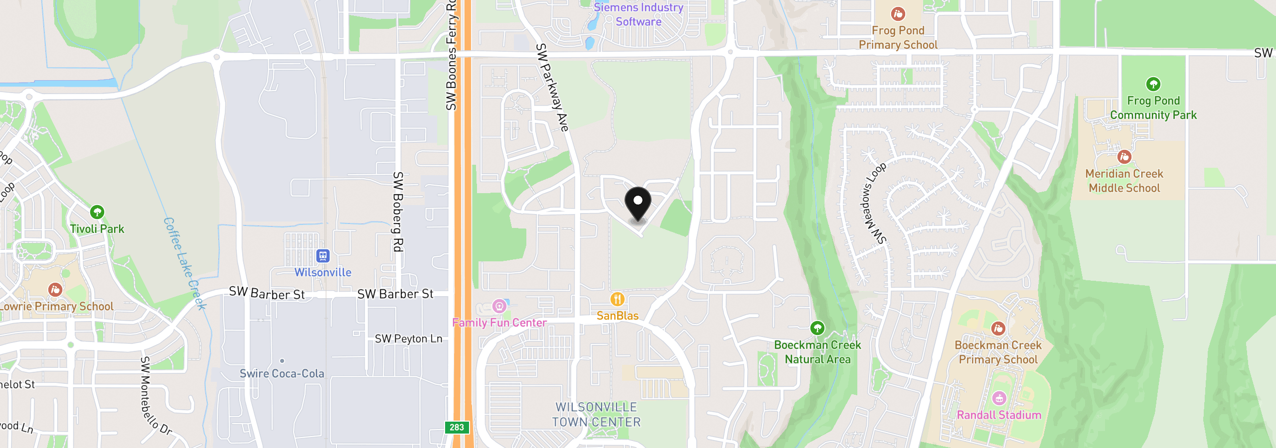 Map showing the location of 28705 SW Roger Blvd, Wilsonville, OR 97070