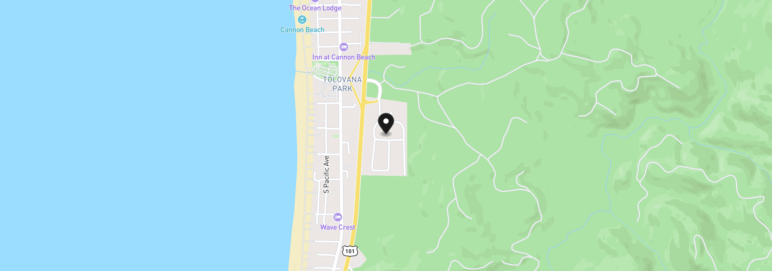 Map showing the location of 324 Elk Run Ave, Cannon Beach, OR 97110