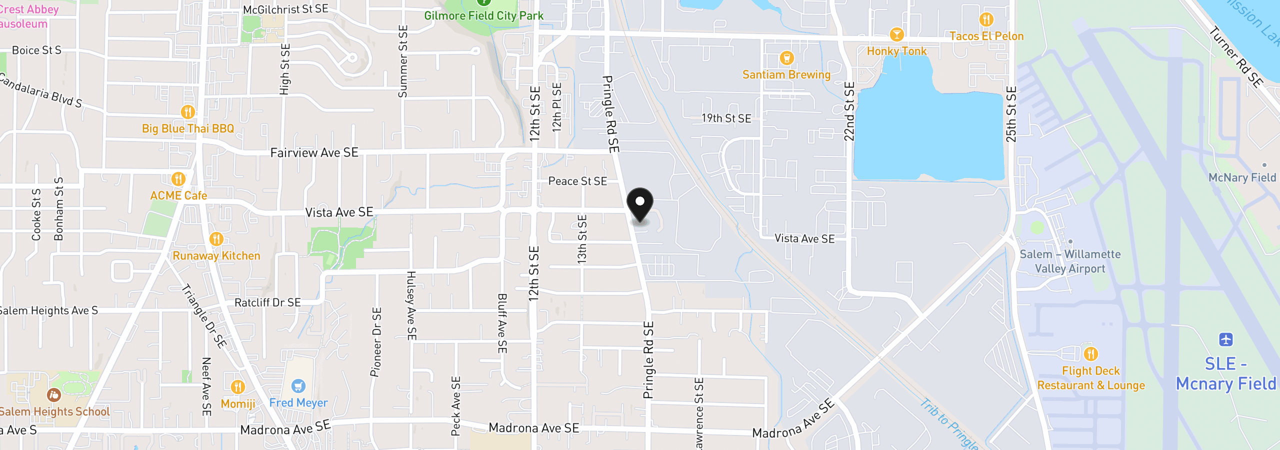 Map showing the location of 3068 Pringle Rd NE, Salem, OR 97302