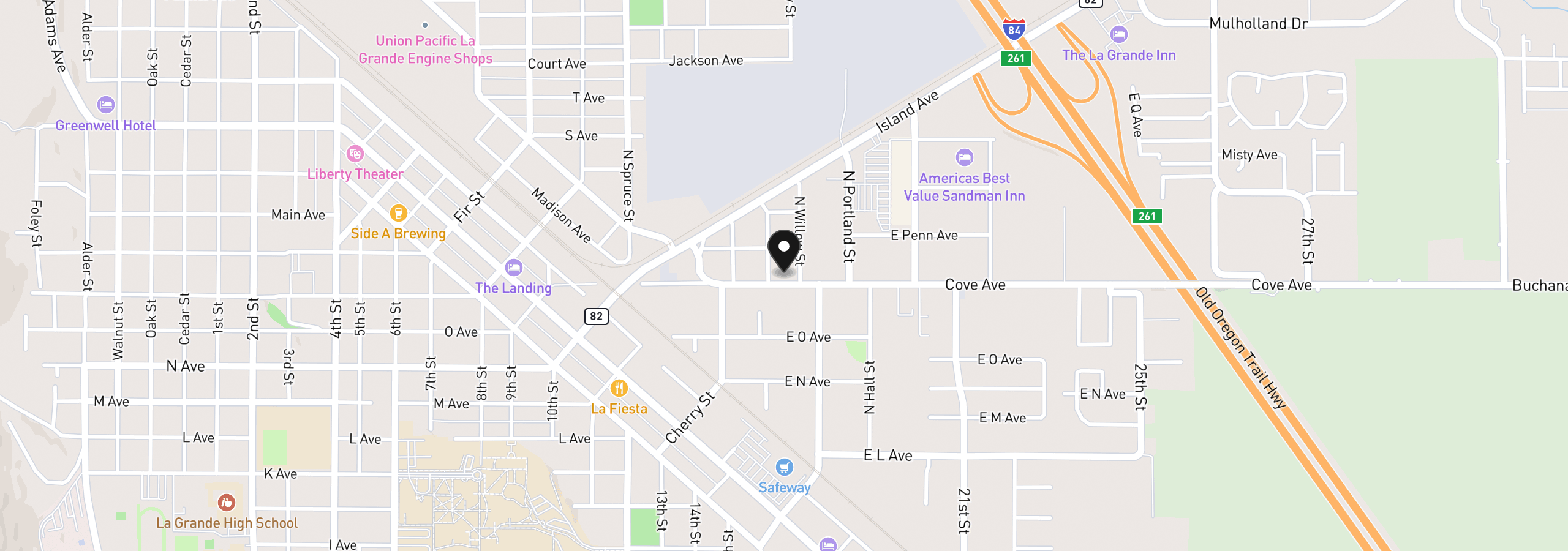 Map showing the location of 2005 Cove Ave, La Grande, OR 97850