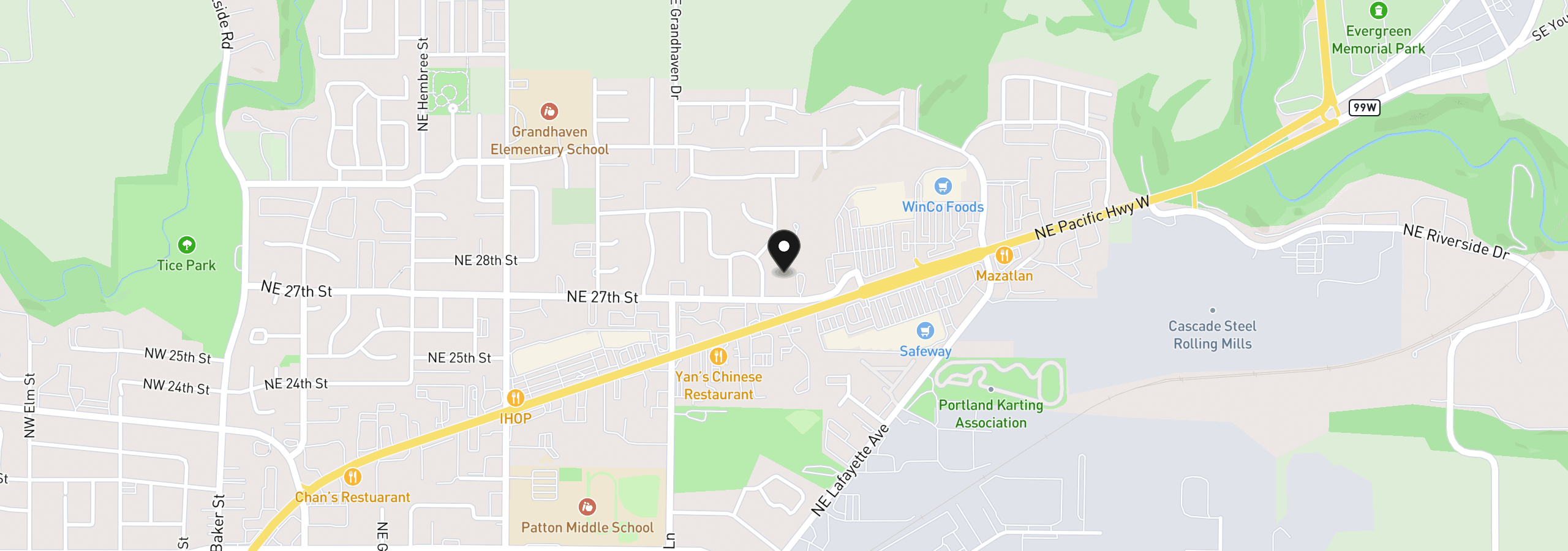 Map showing the location of 0 NE 27 St NE #1701, McMinnville, OR 97128