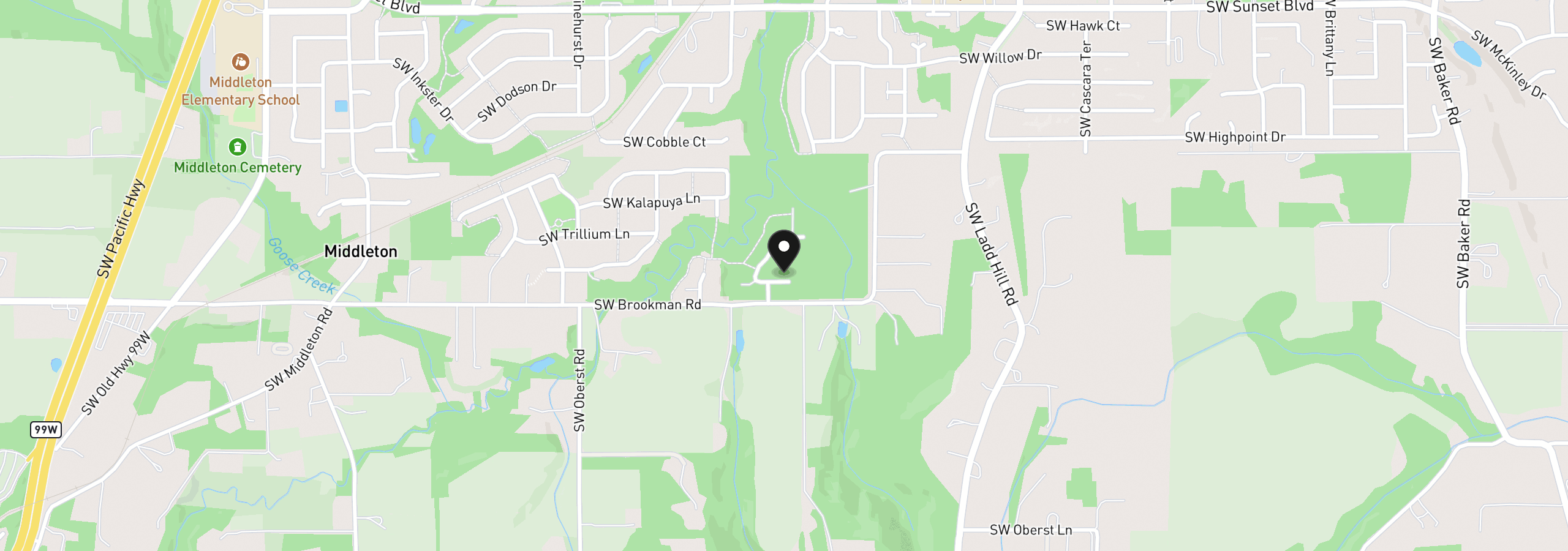 Map showing the location of 16962 SW Sugar Pine Dr, Sherwood, OR 97140