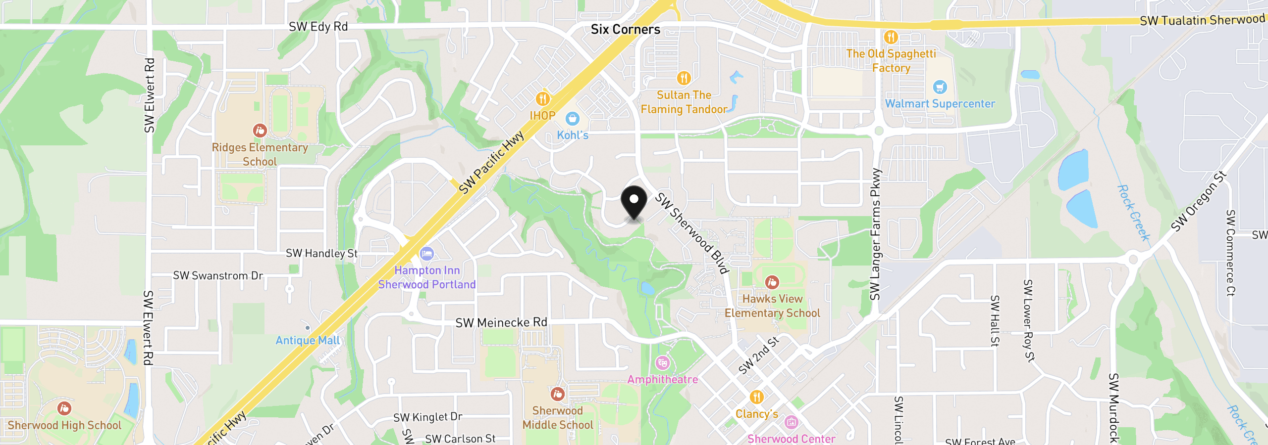 Map showing the location of 16502 SW Gleneagle Dr, Sherwood, OR 97140