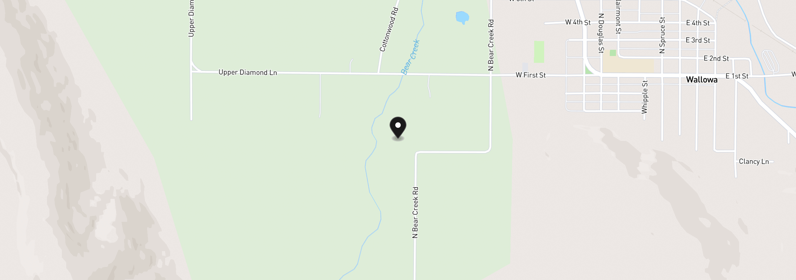 Map showing the location of 70518 Bear Creek Rd, Wallowa, OR 97885