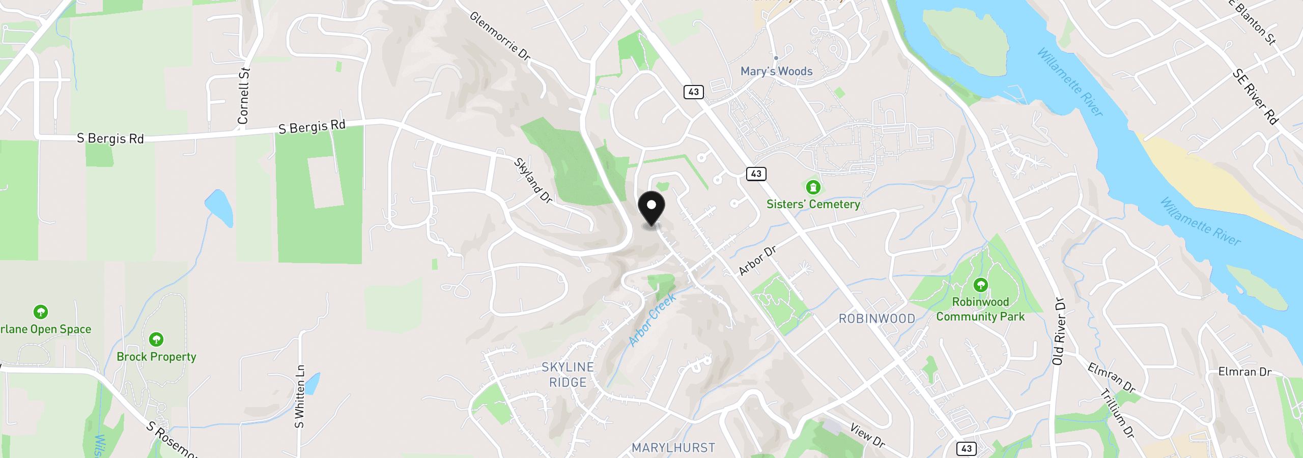Map showing the location of 17594 Hillside Dr, West Linn, OR 97068