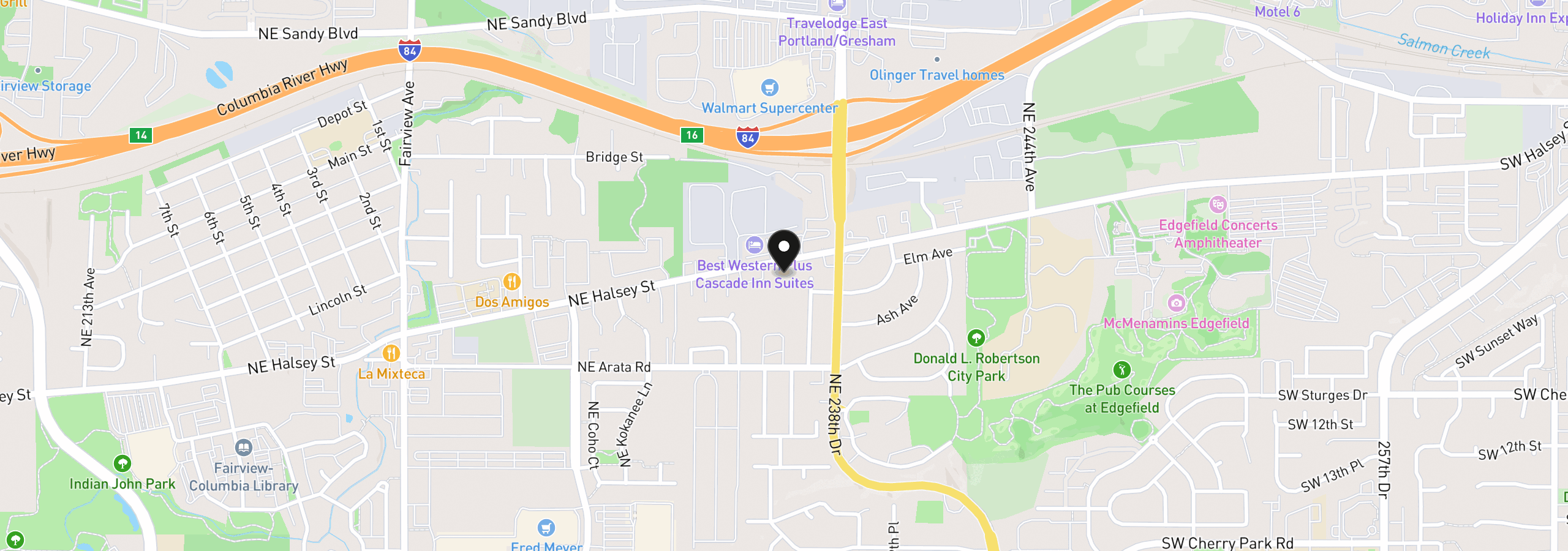 Map showing the location of 23544 NE Halsey St, Wood Village, OR 97060