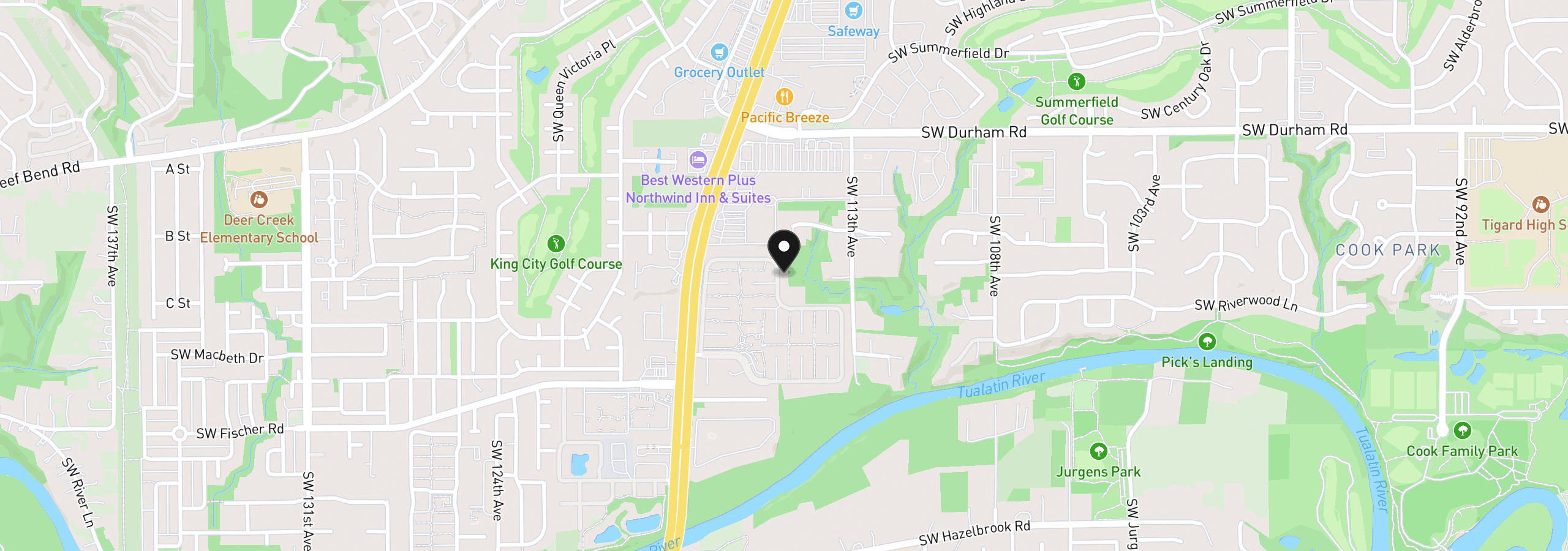 Map showing the location of 11513 SW Royal Villa Dr, Portland, OR 97224