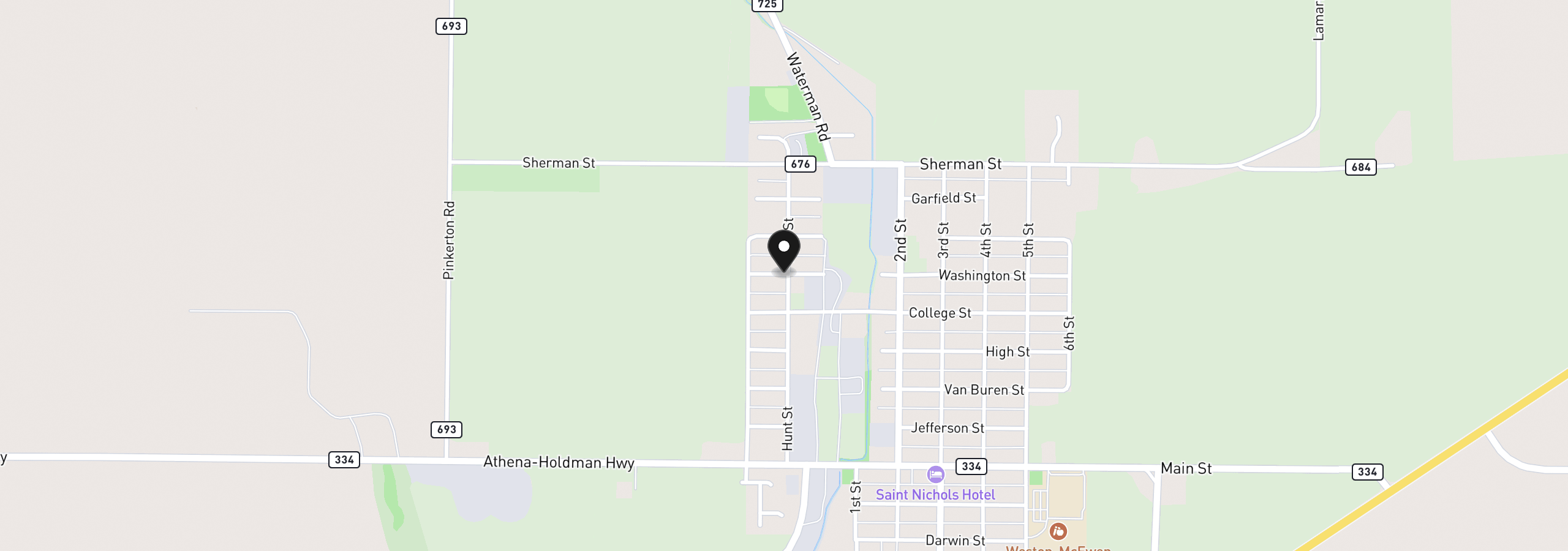 Map showing the location of 310 E Washington St, Athena, OR 97813